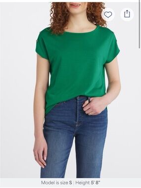 Pink Clover Emerald Green Short-Sleeve Button-Shoulder Top